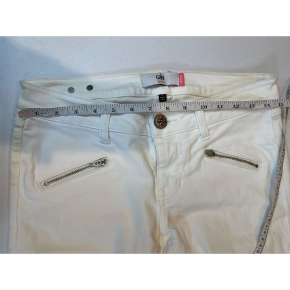 CAbi Womens Jeans Skinny Ankle 5306 Light Wash Moto Zipper Low Rise White Size 2 - Picture 3 of 11
